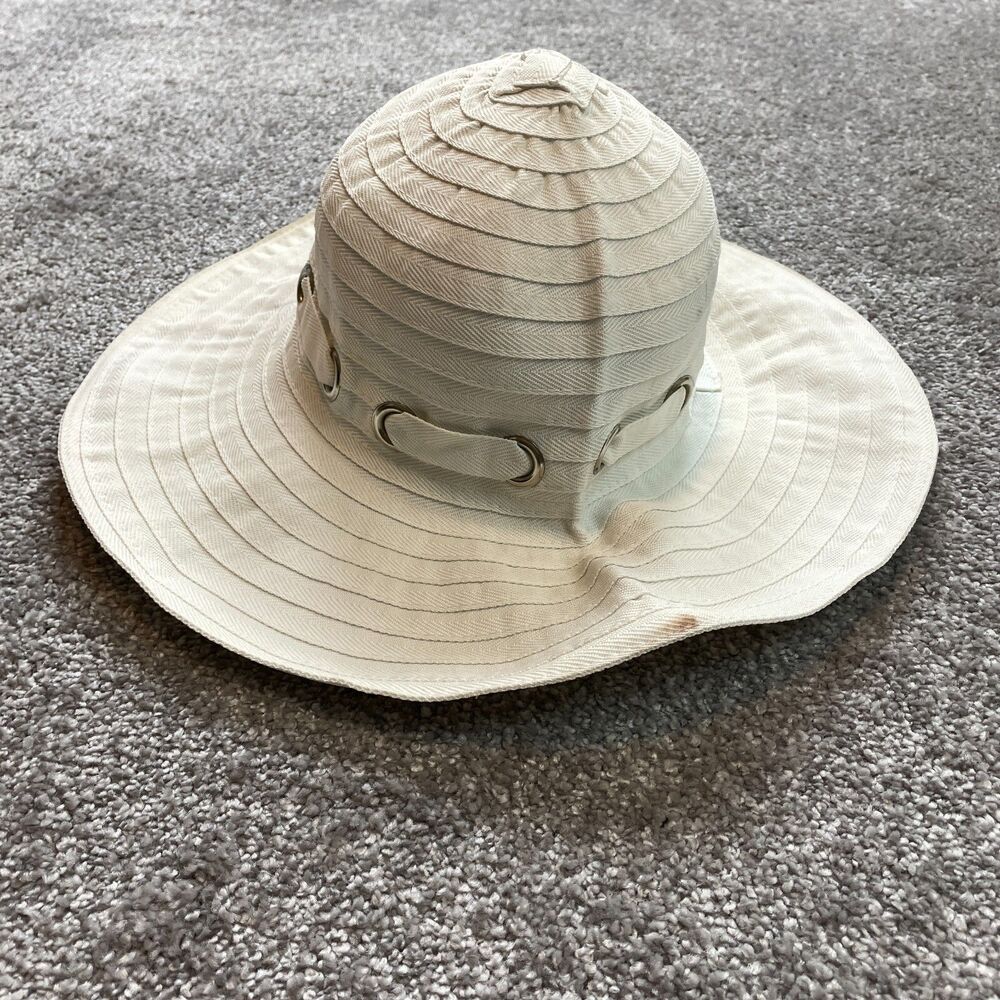 Joe Boxer Sun Hat Womens One Size White Wide Brim Lace Strap Panama Boho Cap